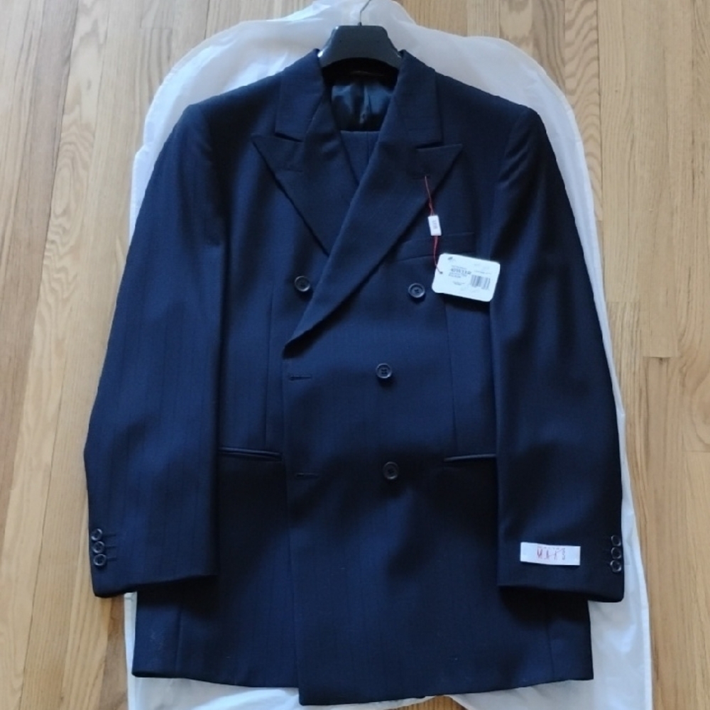 Vinatage Matteo Mass Black Pin Stripe Mens Suit 40w X 33r
